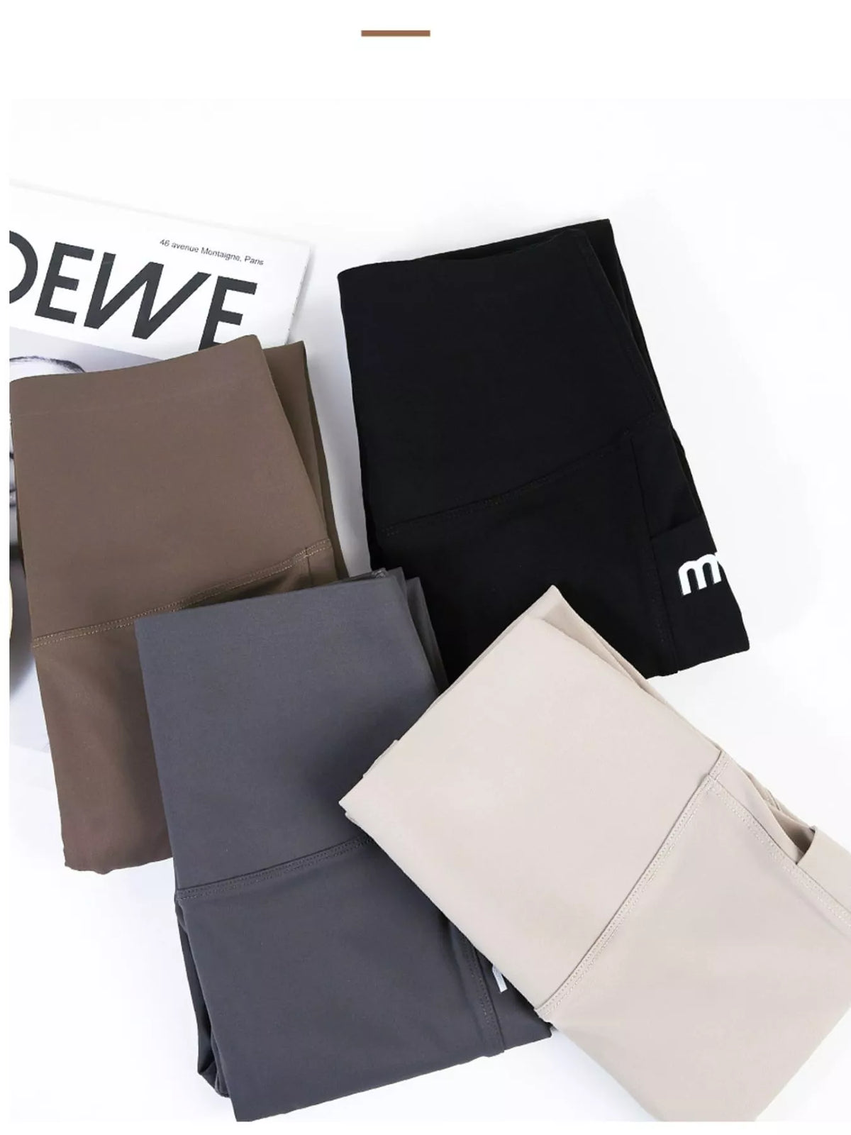 high-waisted tummy control active leggings with side | dropsona - neutral - packaging
