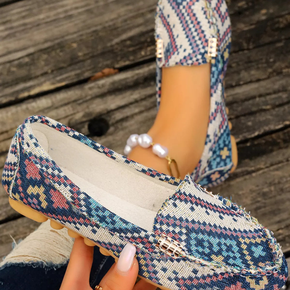 round toe slip-ons – mirage platform | dropsona - neutral - front view