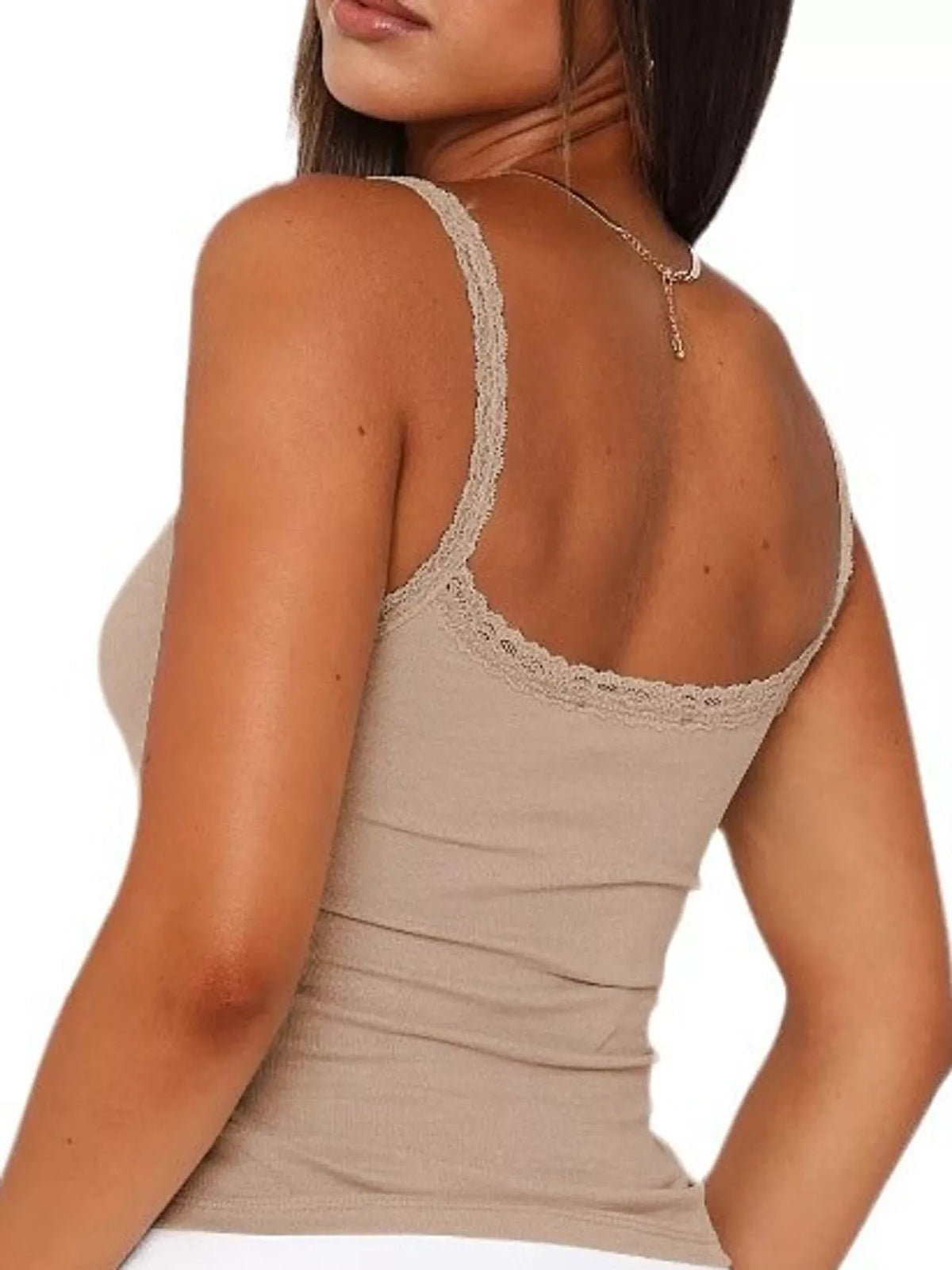 lace detail cami top – detail,ribbed,backless fit | dropsona - neutral - size reference