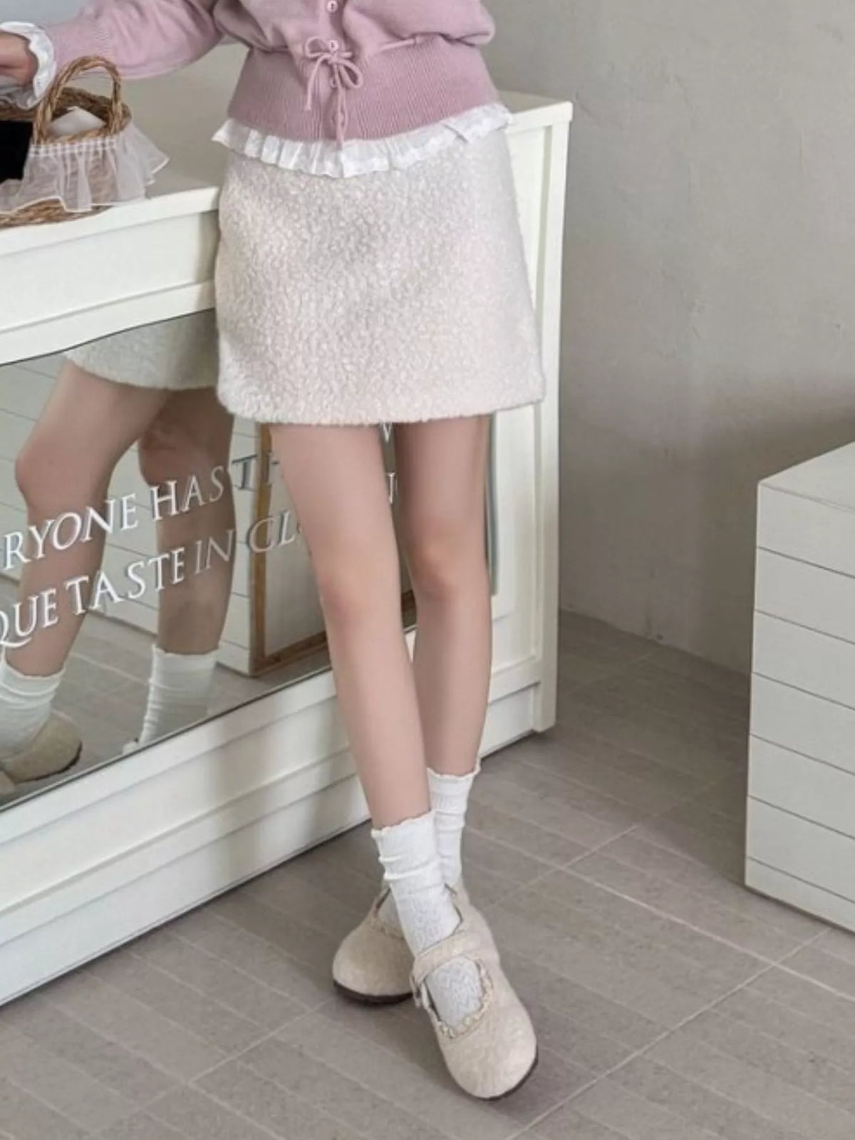 vintage hollow-out knit mid-calf socks | dropsona - neutral - packaging