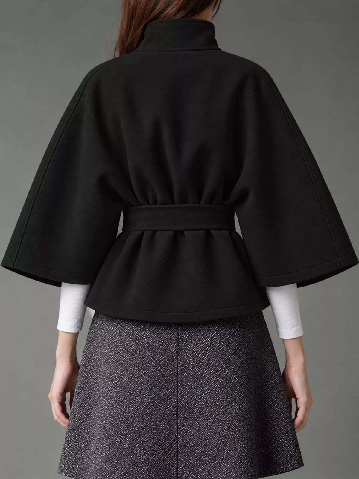 belt button detail outerwear | dropsona polyester 95% - neutral - material texture