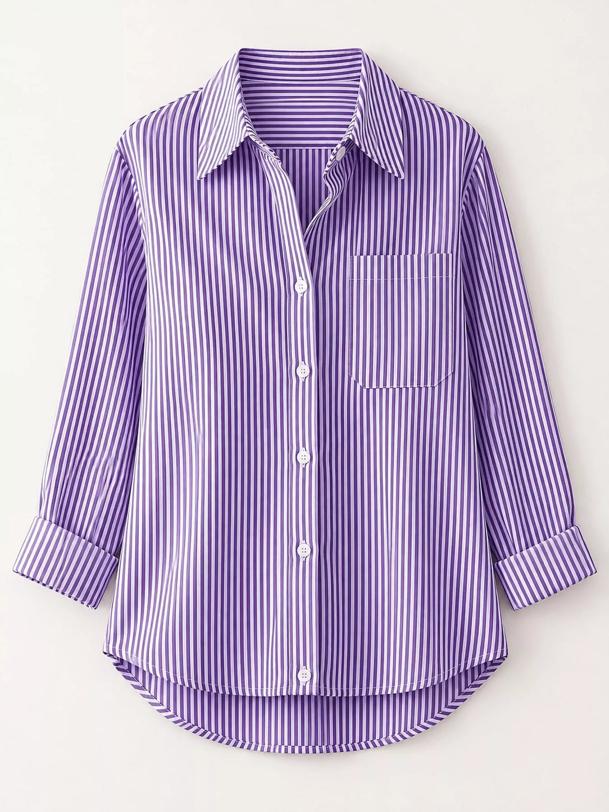 full size striped button-down long sleeve shirt plus | dropsona - neutral - usage example