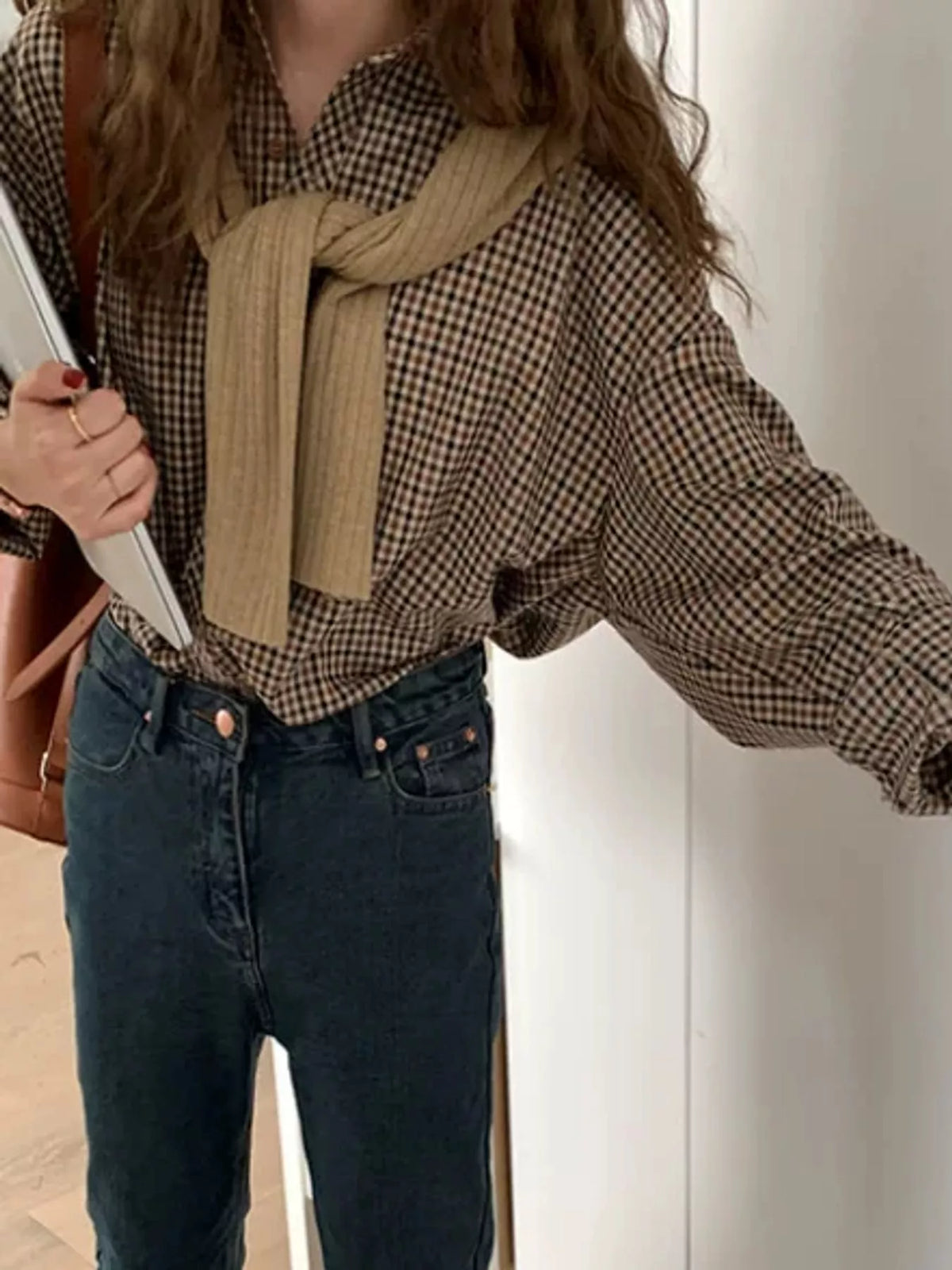 plaid button-down shirt – buttoned,basic style fit | dropsona - neutral - size reference