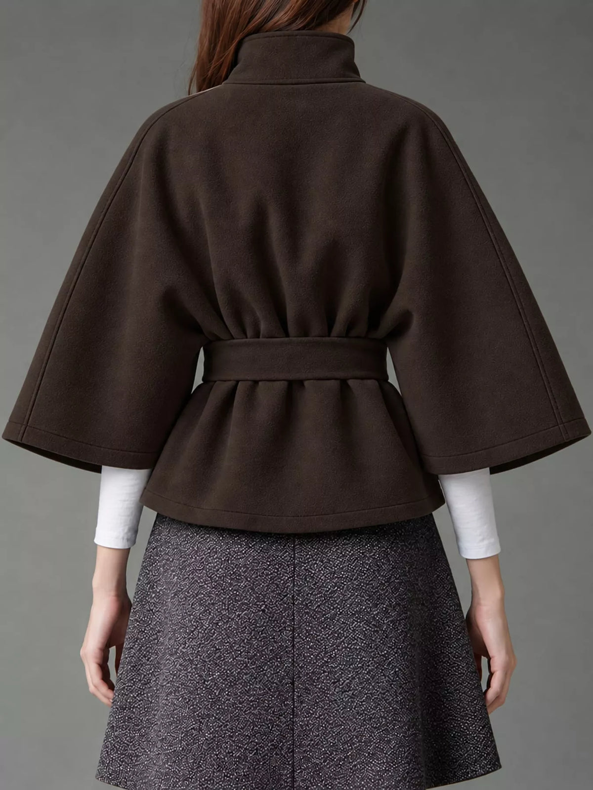 belt button detail outerwear | dropsona polyester 95% - neutral - material texture