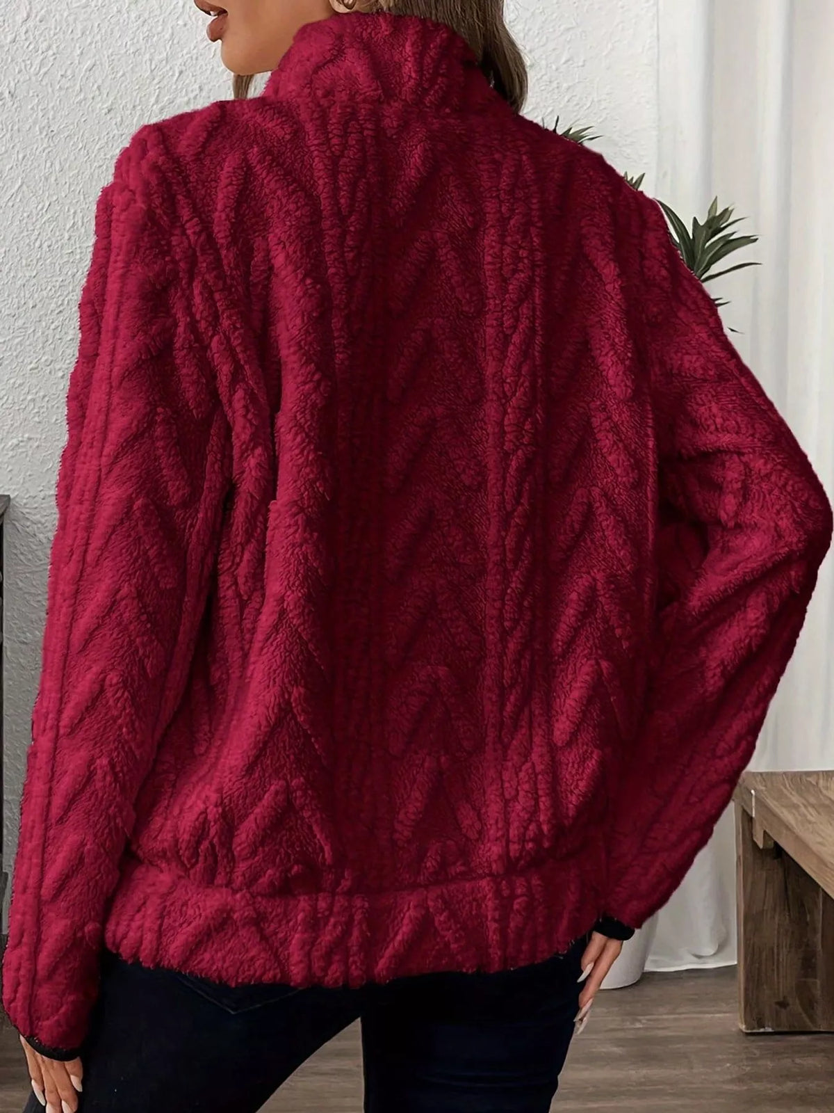 full size quarter-zip sherpa sweatshirt plus | dropsona - neutral - packaging