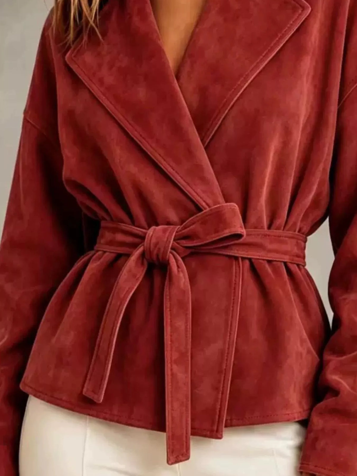 tie-waist lapel collar jacket – yeesh | dropsona - neutral - packaging