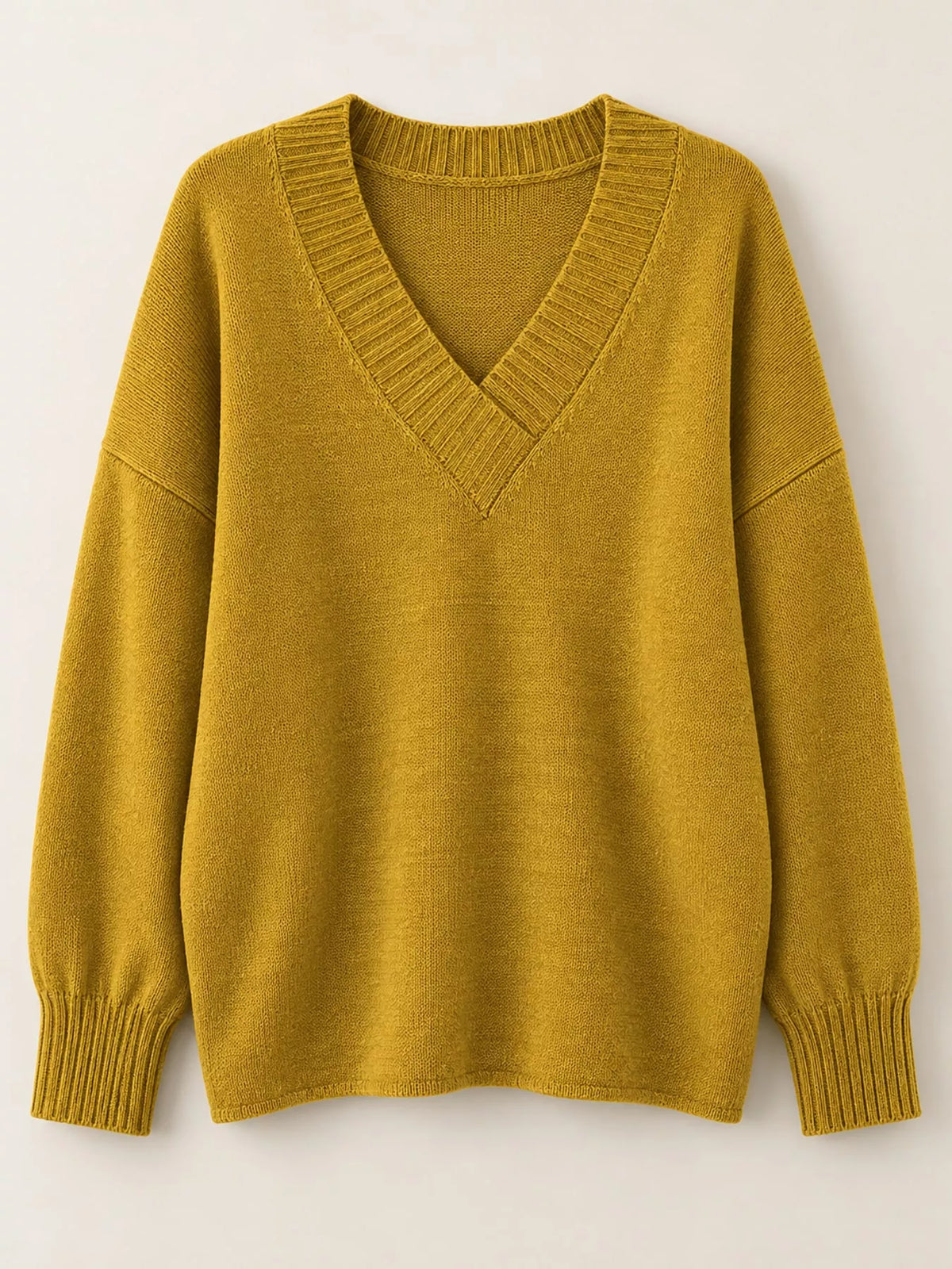 full size v-neck dropped shoulder sweater plus | dropsona - neutral - size reference