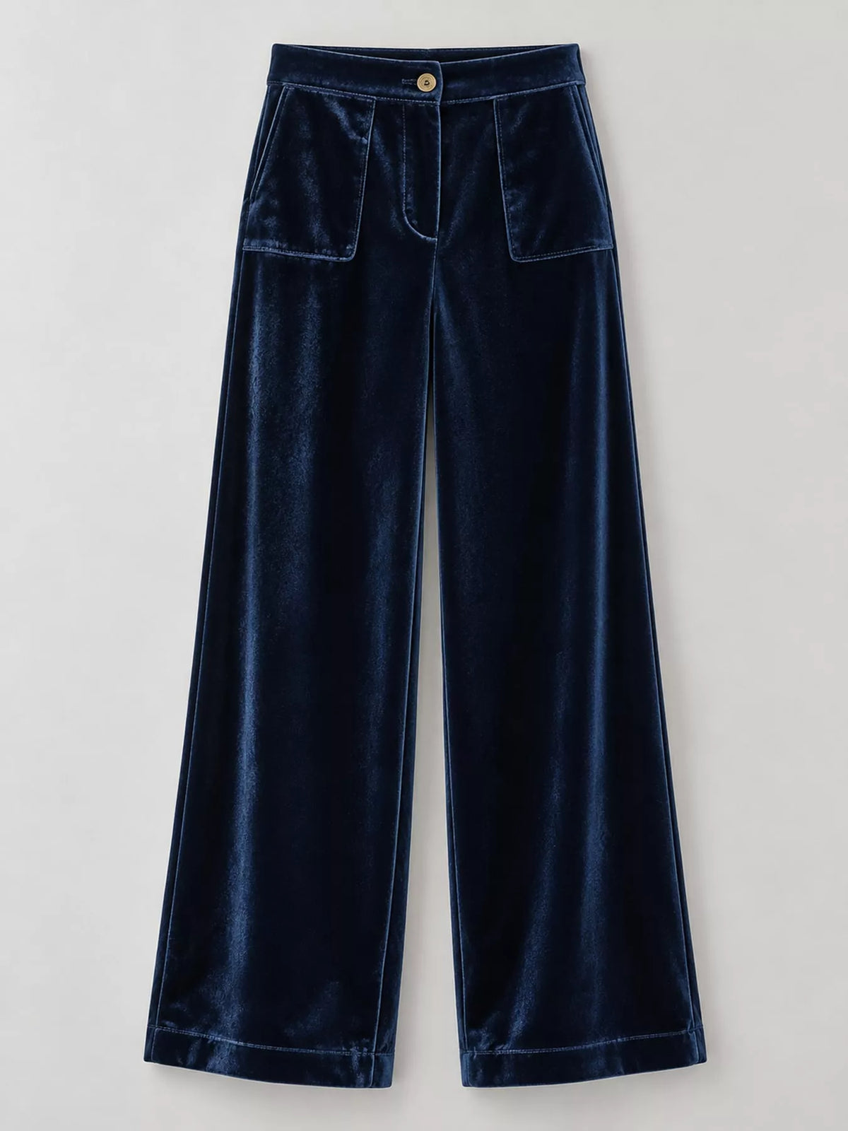 full size high-waisted wide-leg velvet pants with | dropsona - neutral - size reference