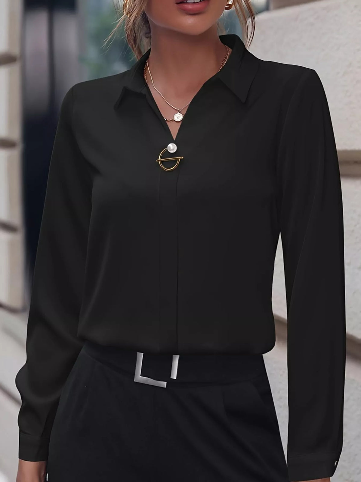 long sleeve satin blouse | dropsona - neutral - packaging
