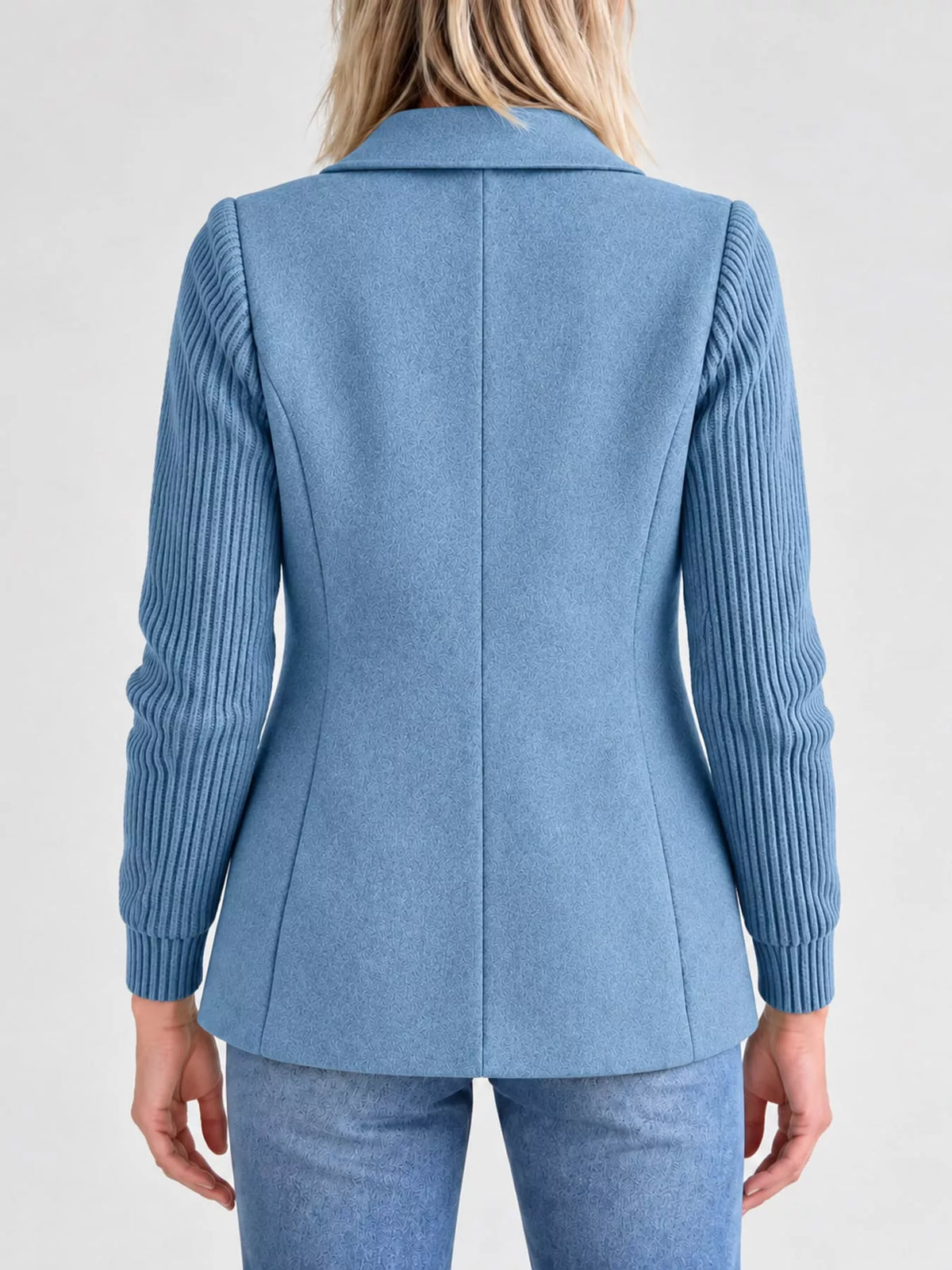 full size double-breasted lapel collar blazer plus | dropsona - neutral - size reference
