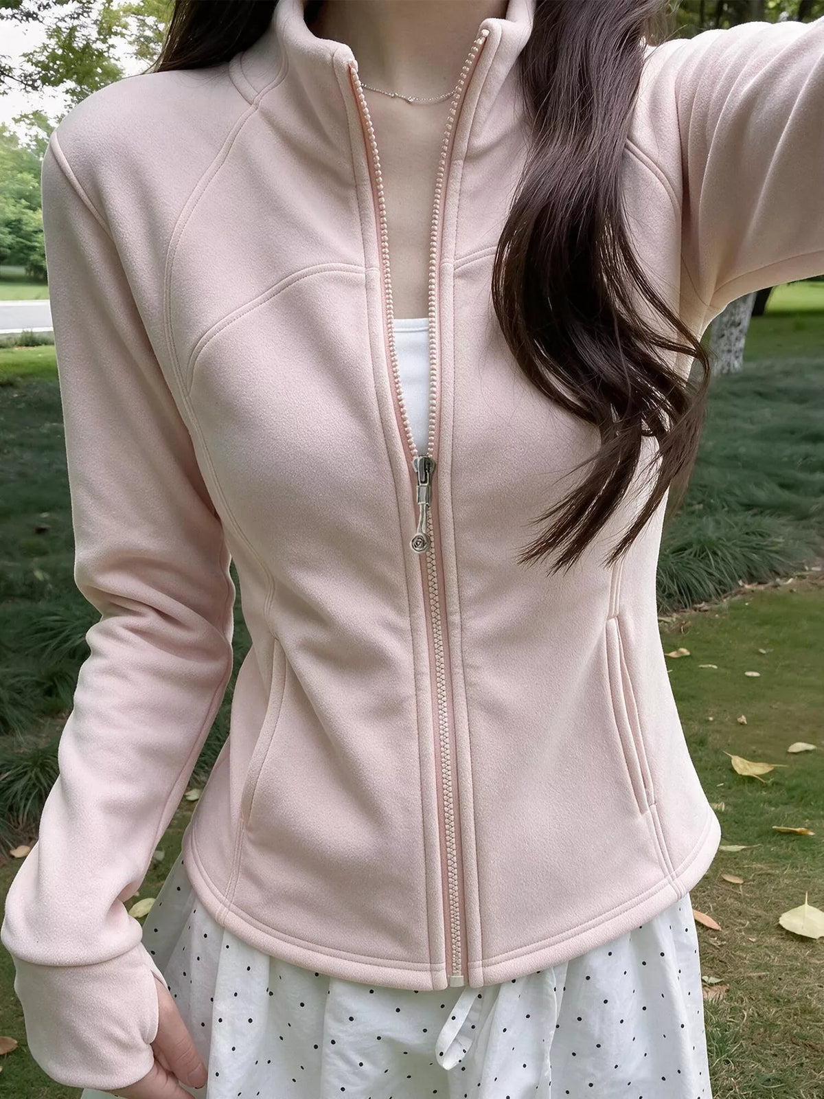 slim-fit full-zip active outerwear | dropsona - neutral - size reference