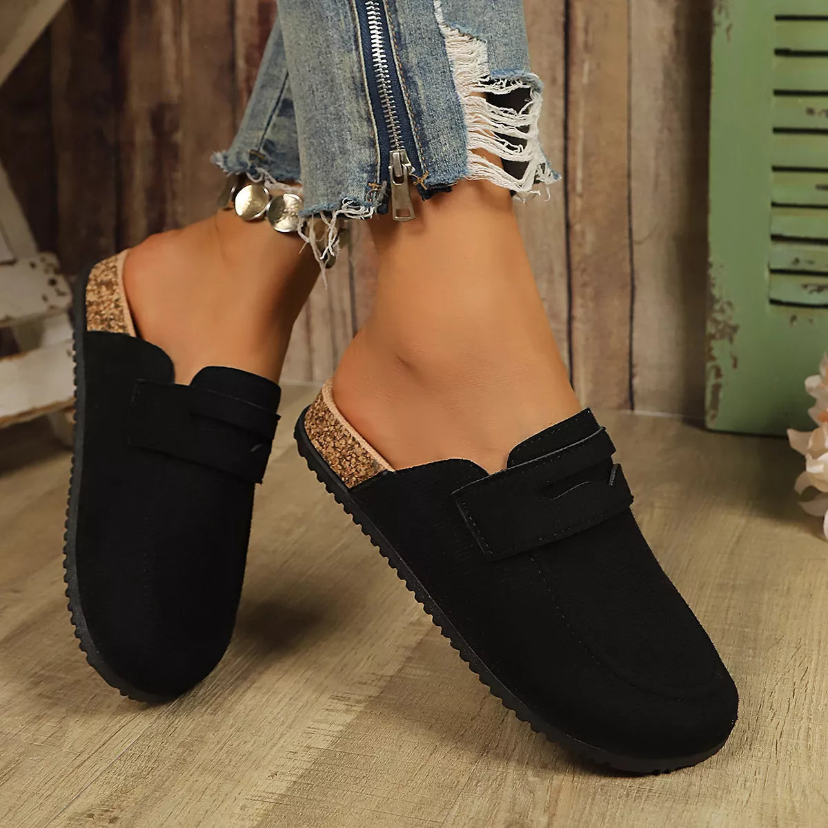 round toe slip-ons – dear monkey | dropsona suede,rubber - neutral - material texture