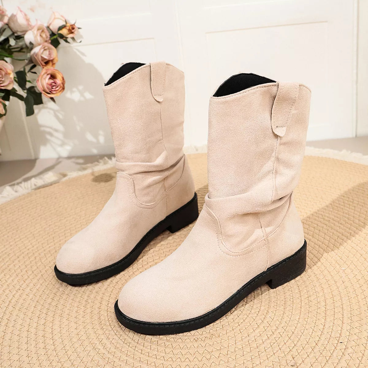 round toe slouchy boots – dear monkey | dropsona - neutral - packaging
