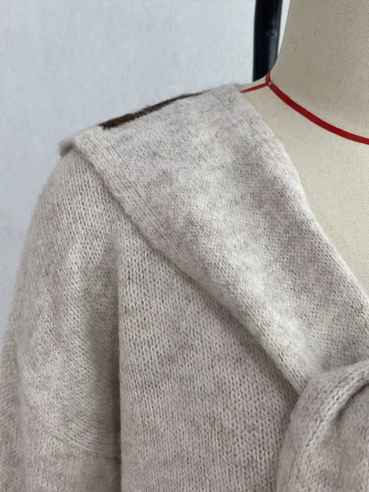scarf detail dropped shoulder sweater – basic style | dropsona - neutral - front view