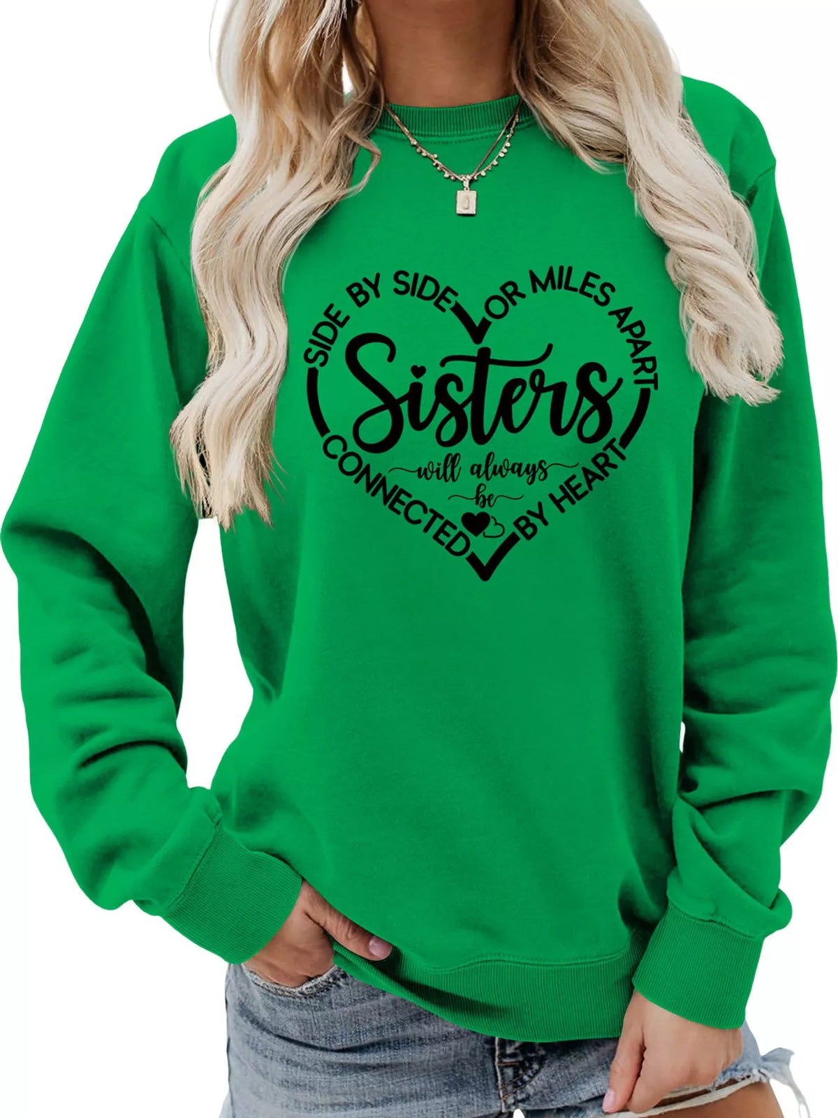heart graphic crew neck sweatshirt | dropsona - neutral - material texture