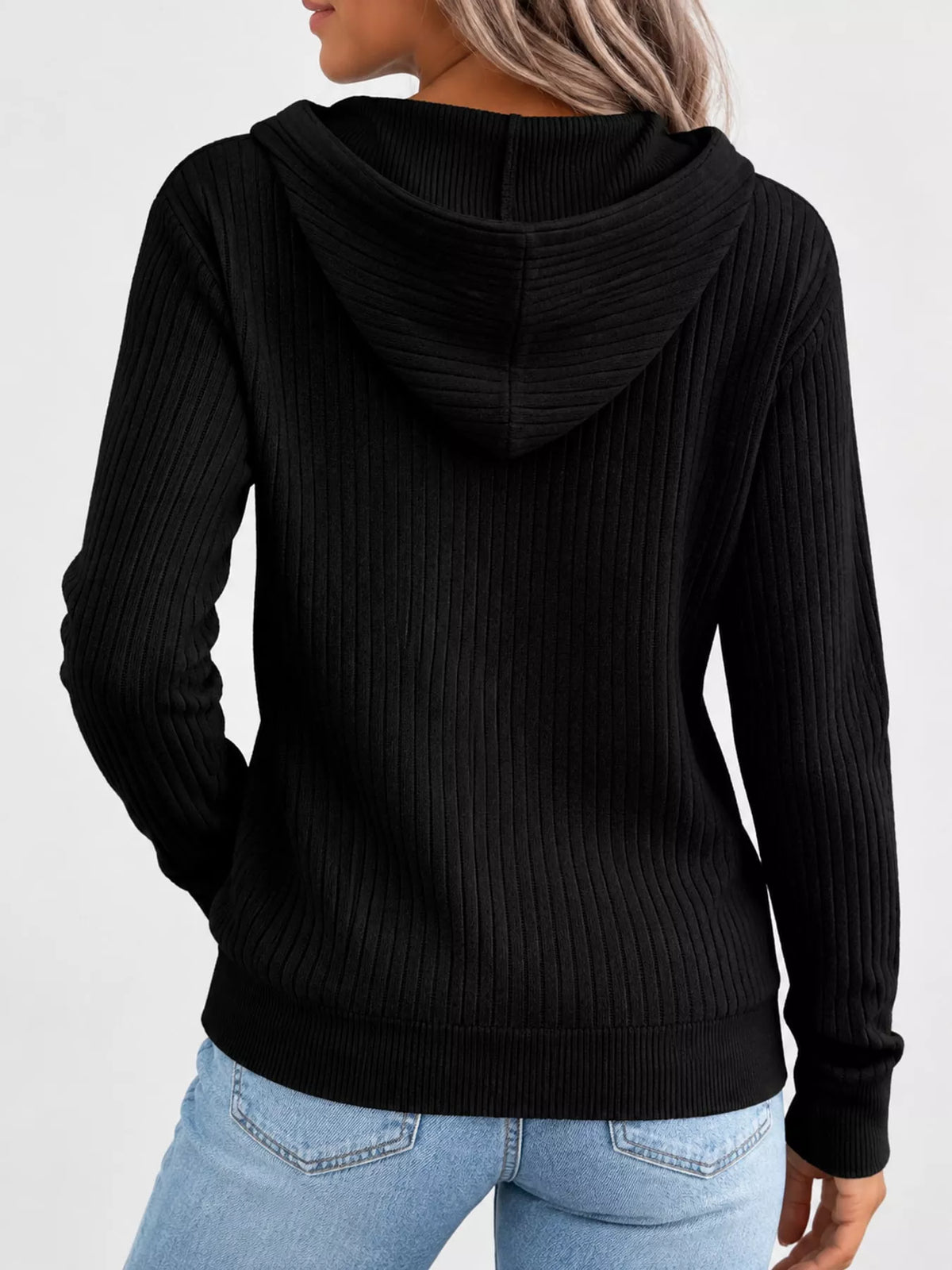 full size ribbed knit zip-up hooded cardigan plus | dropsona - neutral - usage example