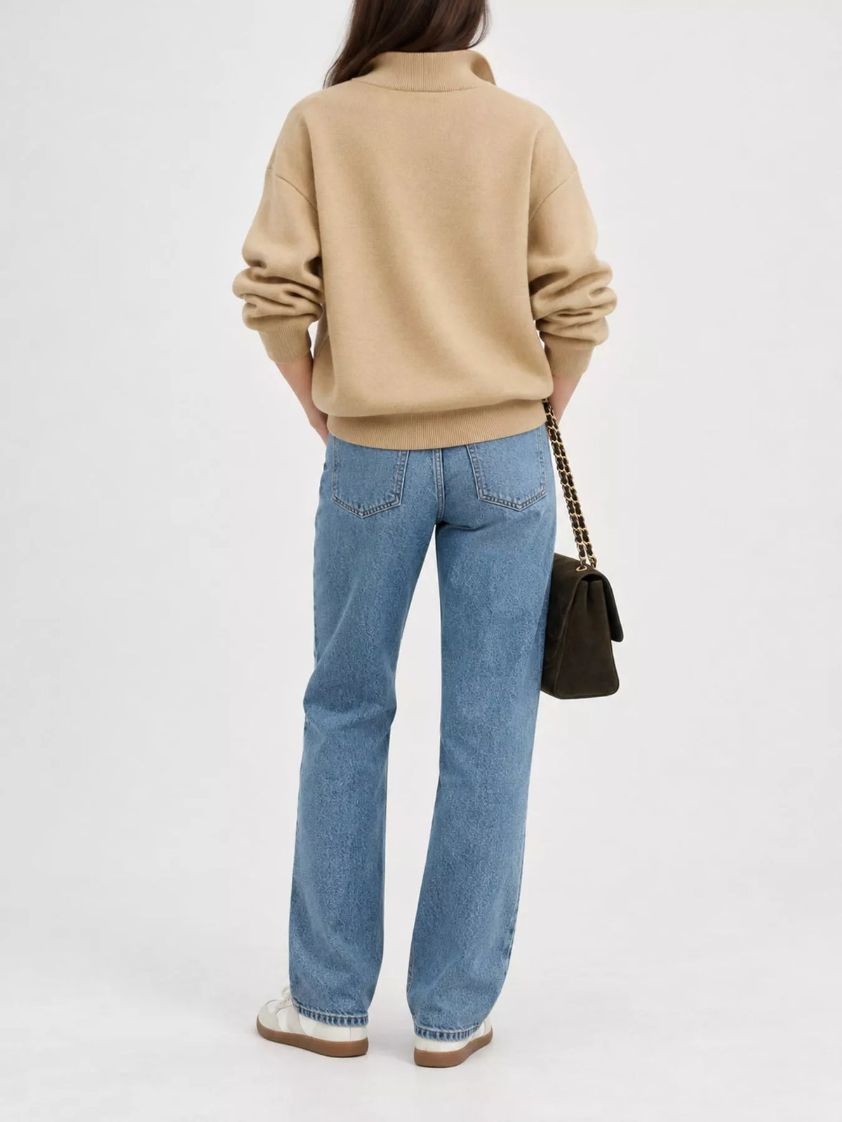 half-zip dropped shoulder sweater – zipper fit | dropsona - neutral - packaging