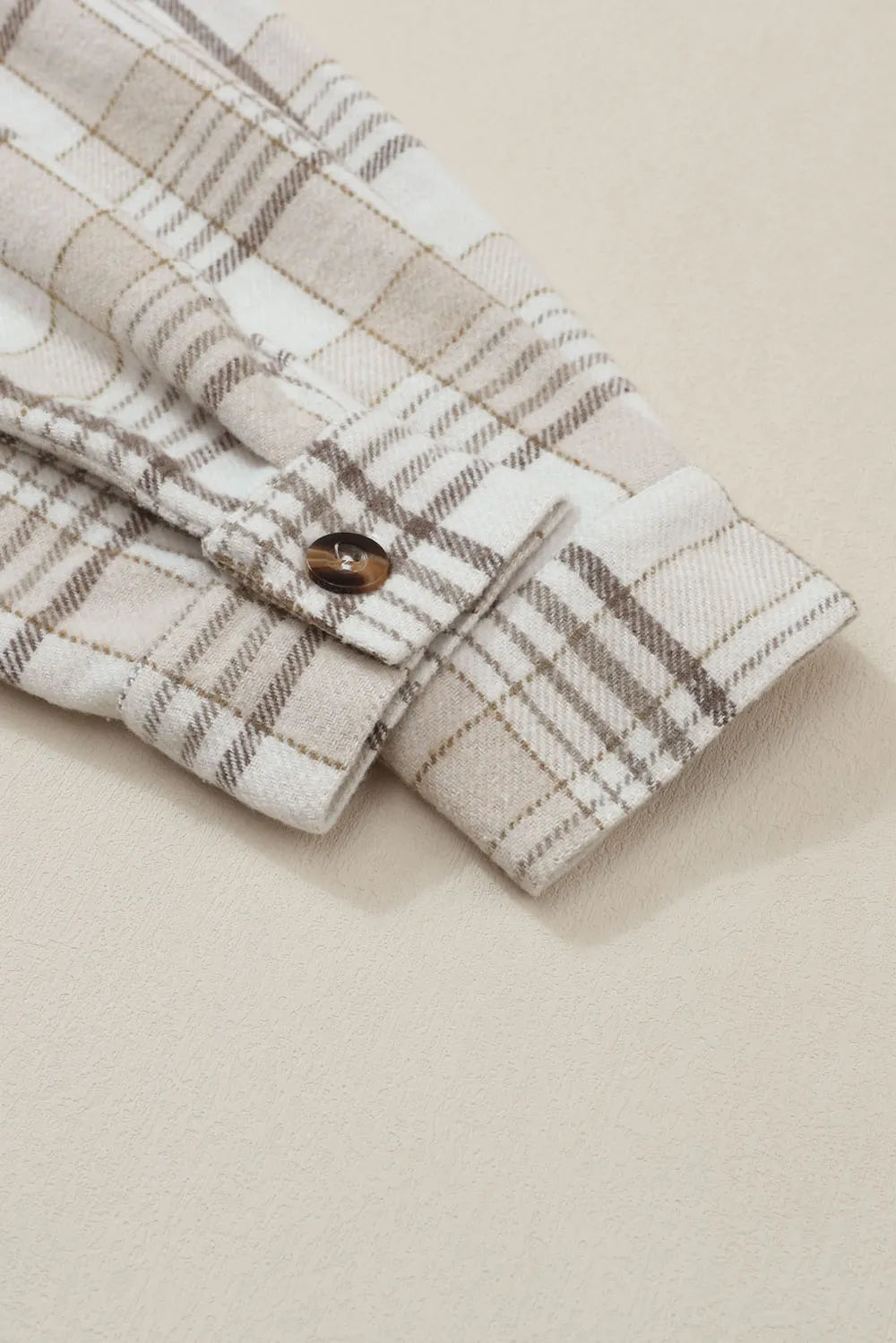 plaid removable hood button up shacket – basic style | dropsona - neutral - size reference