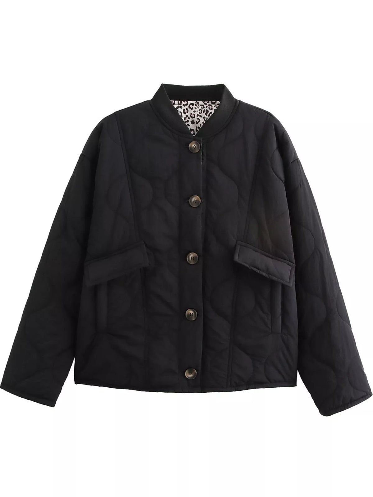 quilted button up jacket | dropsona polyester ≥95% - neutral - close-up detail