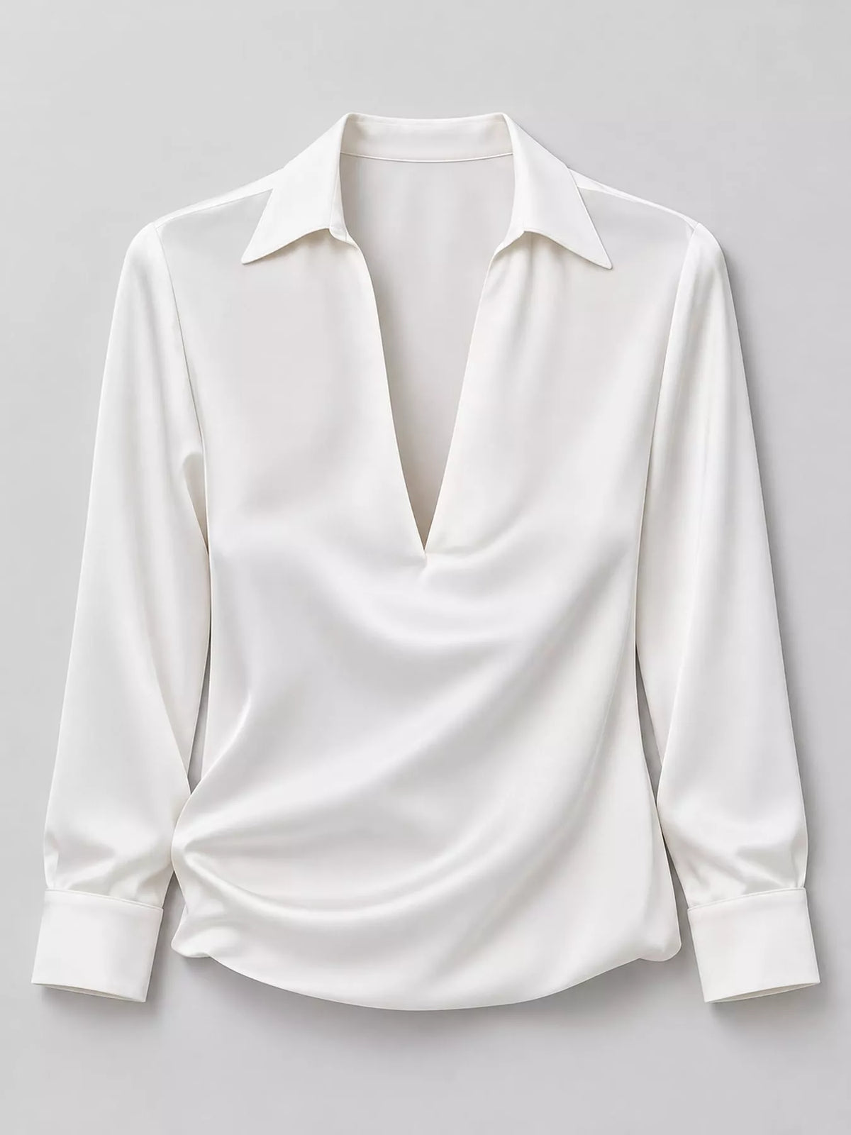 full size satin long sleeve blouse plus | dropsona - neutral - material texture