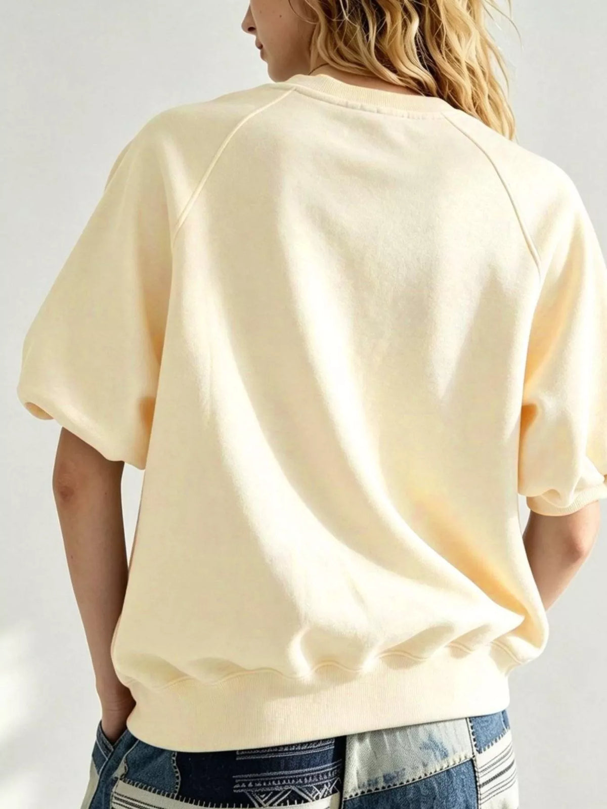 full size raglan short-sleeve sweatshirt plus | dropsona - neutral - front view