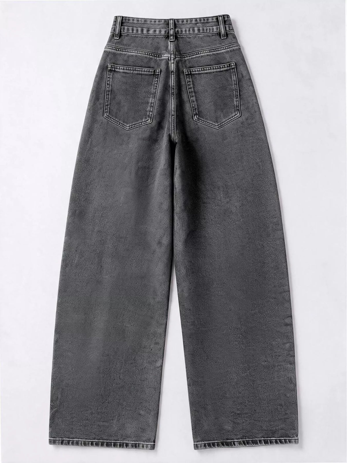 decorative button wide leg jeans – buttoned,pocketed | dropsona - neutral - usage example