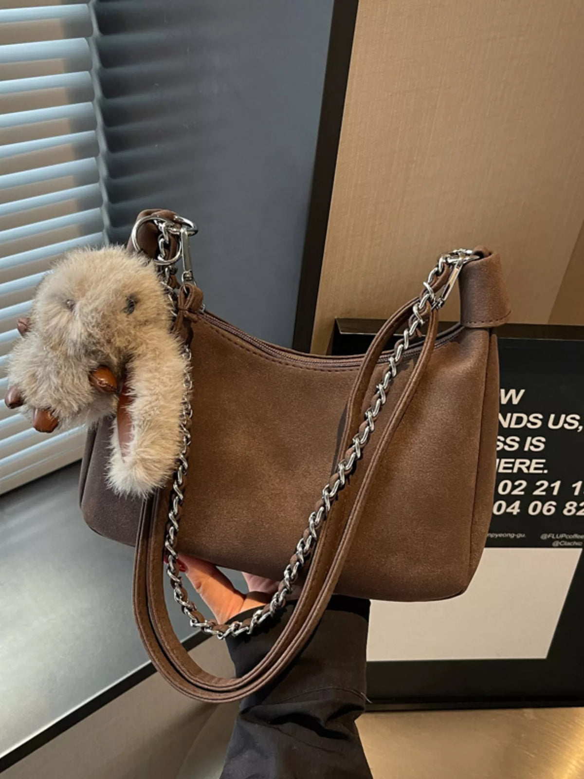 chain strap shoulder bag – stylish sling | dropsona - neutral - front view