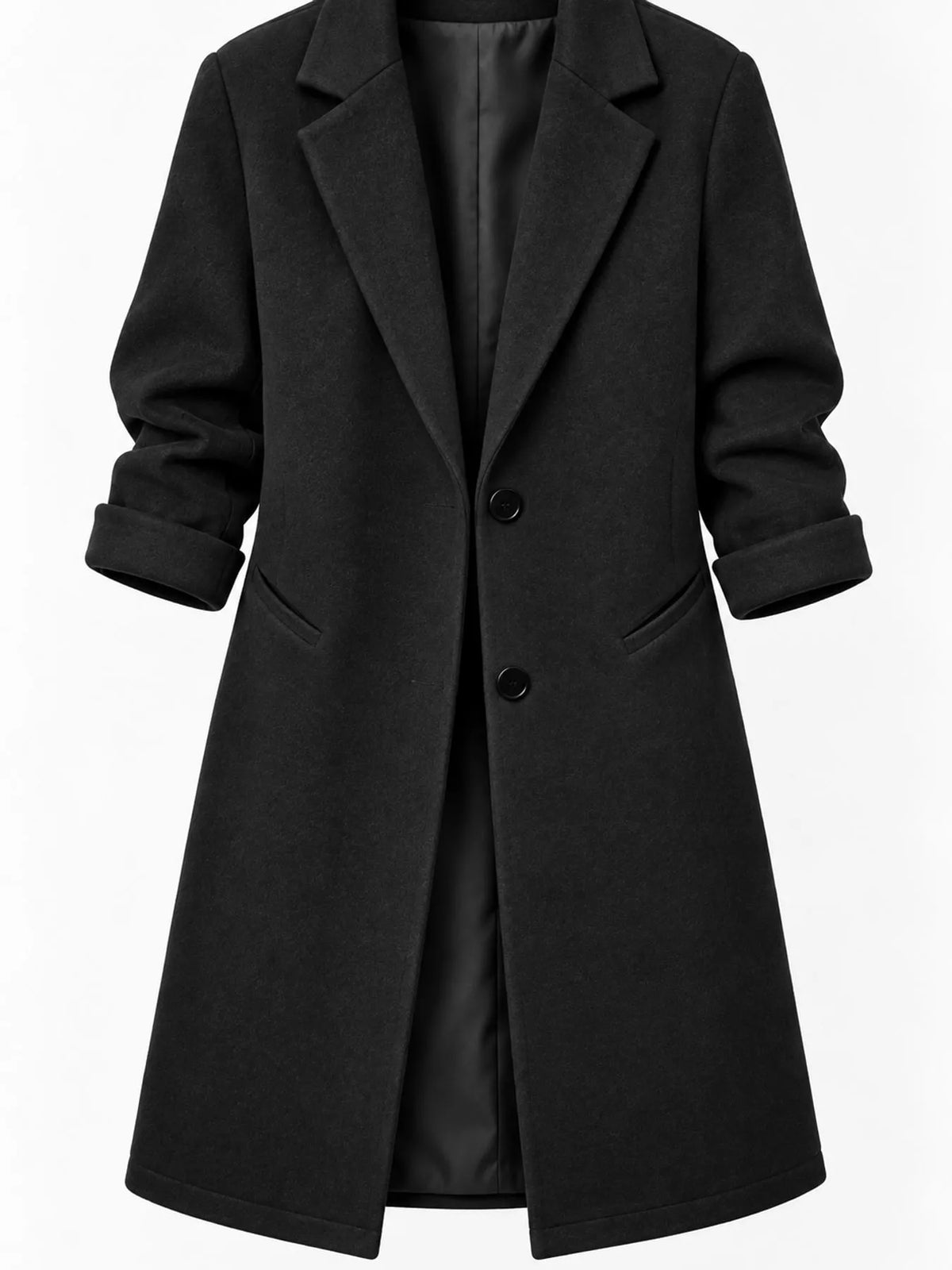 full size lapel collar button up coat plus | dropsona - neutral - size reference