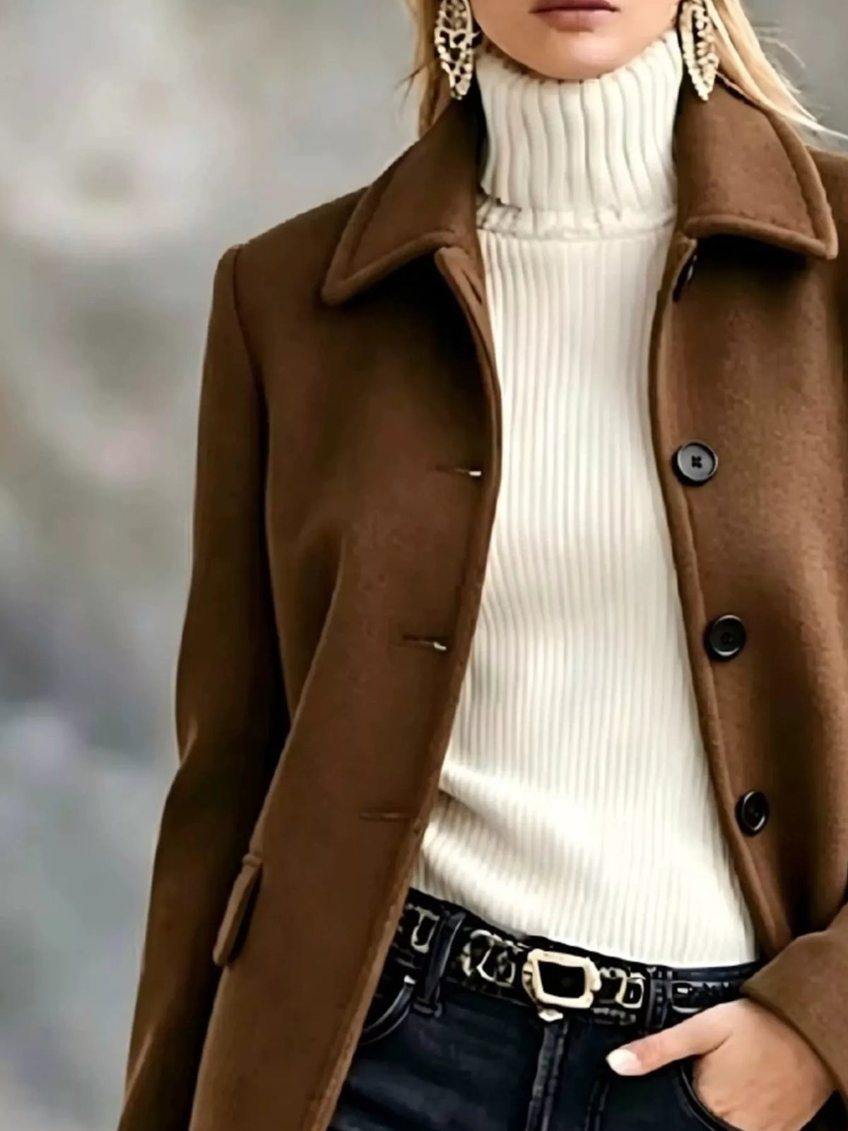 button up longline coat – buttoned | dropsona - neutral - usage example