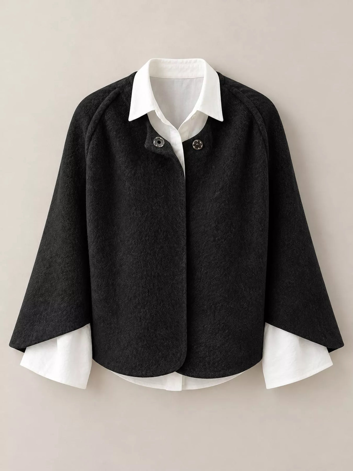 full size fuzzy texture open-front cropped outerwear | dropsona - neutral - usage example