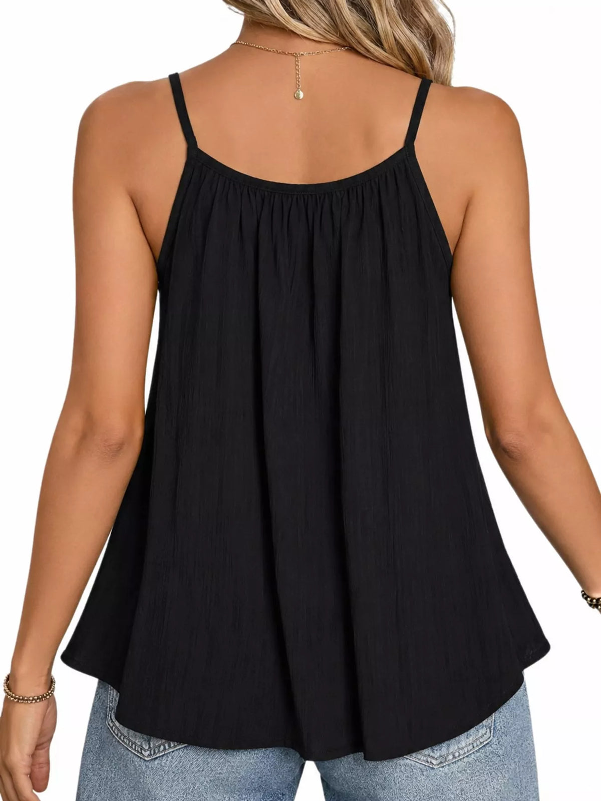 casual textured cami – pleated,backless fit | dropsona - neutral - usage example