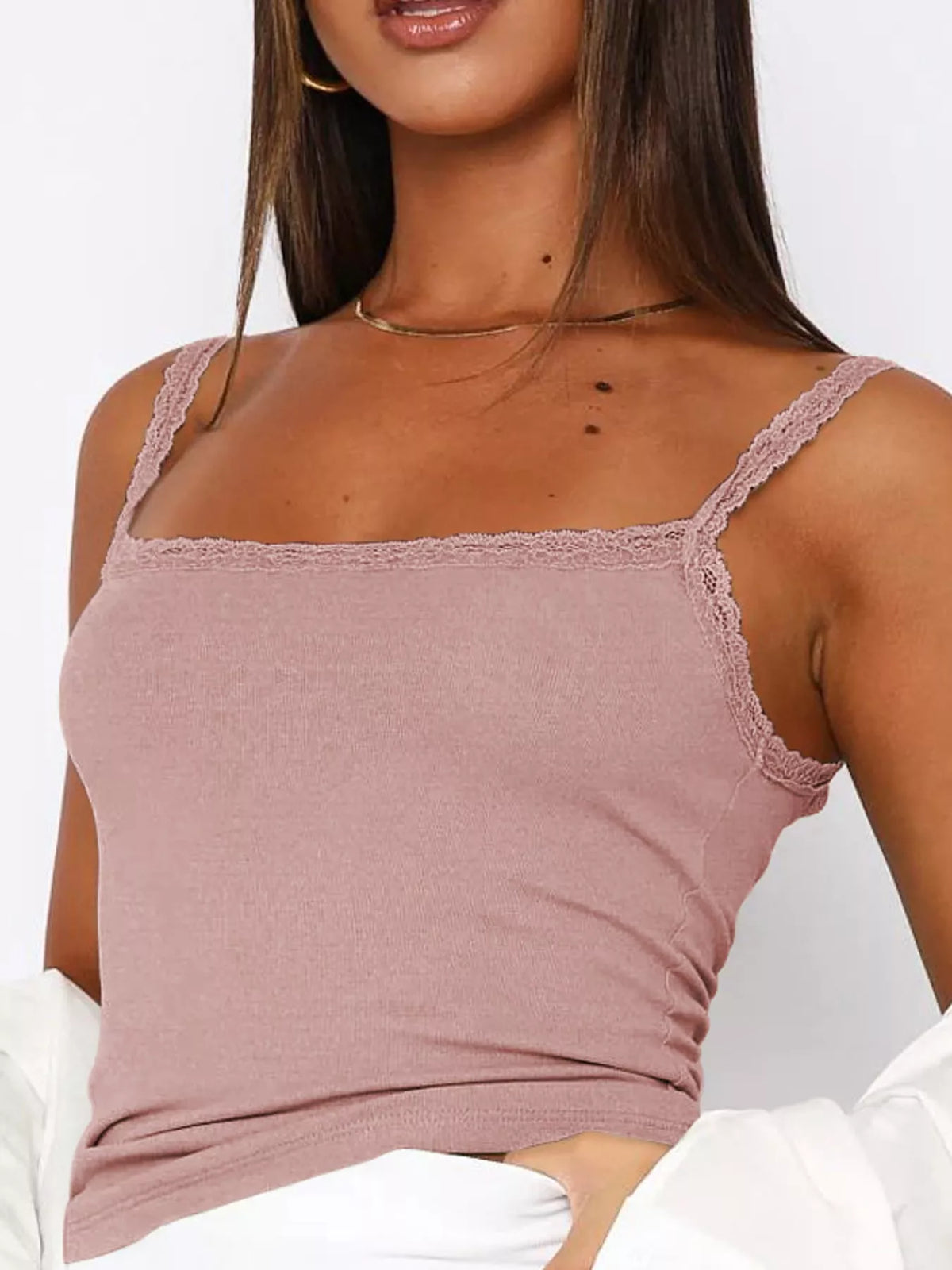 lace detail cami top – detail,ribbed,backless fit | dropsona - neutral - usage example