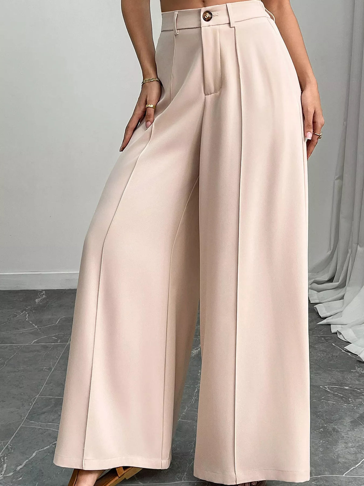 high-waisted wide-leg pants – pocketed fit | dropsona - neutral - packaging