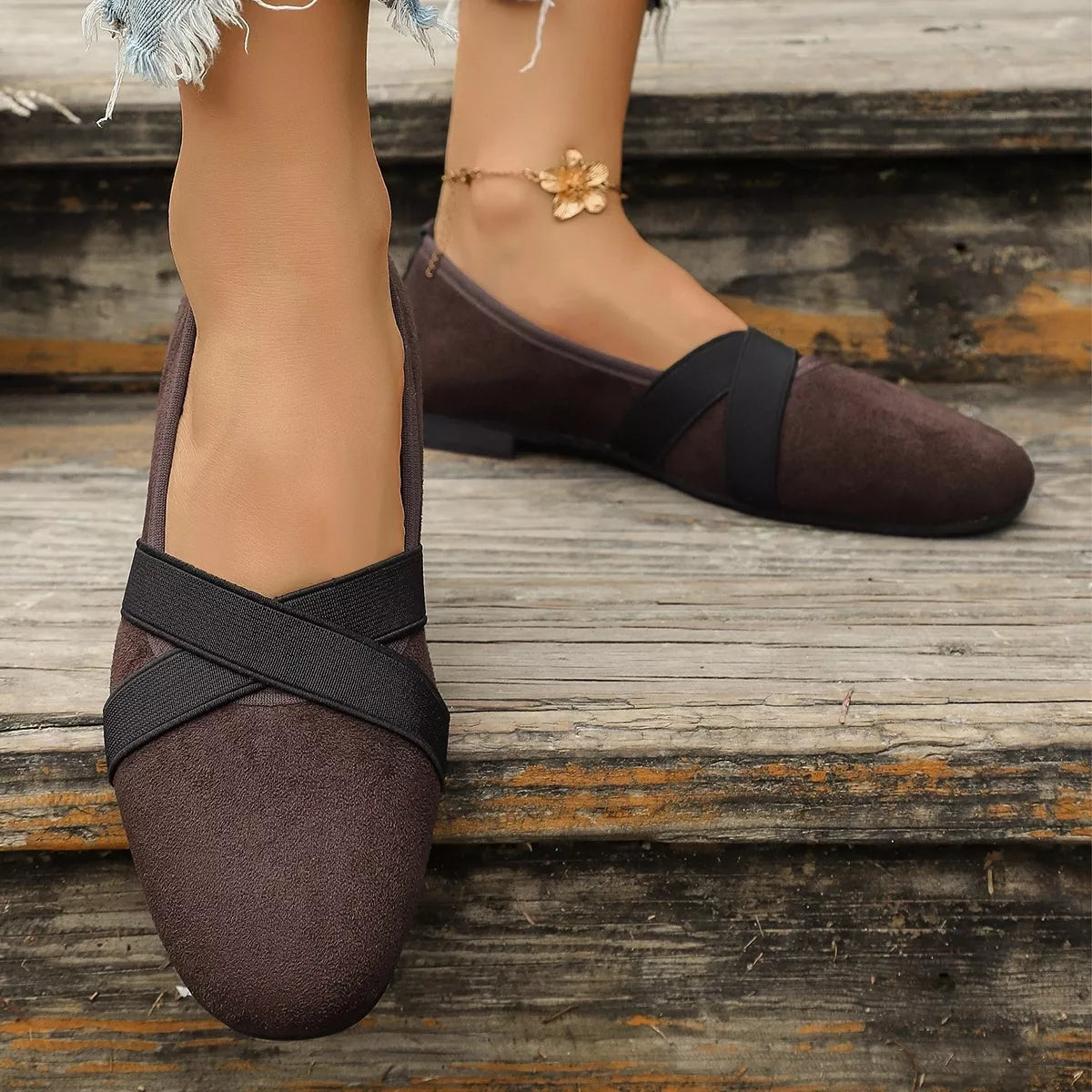 suede cross-strap slip-on loafers – dear monkey | dropsona - neutral - material texture
