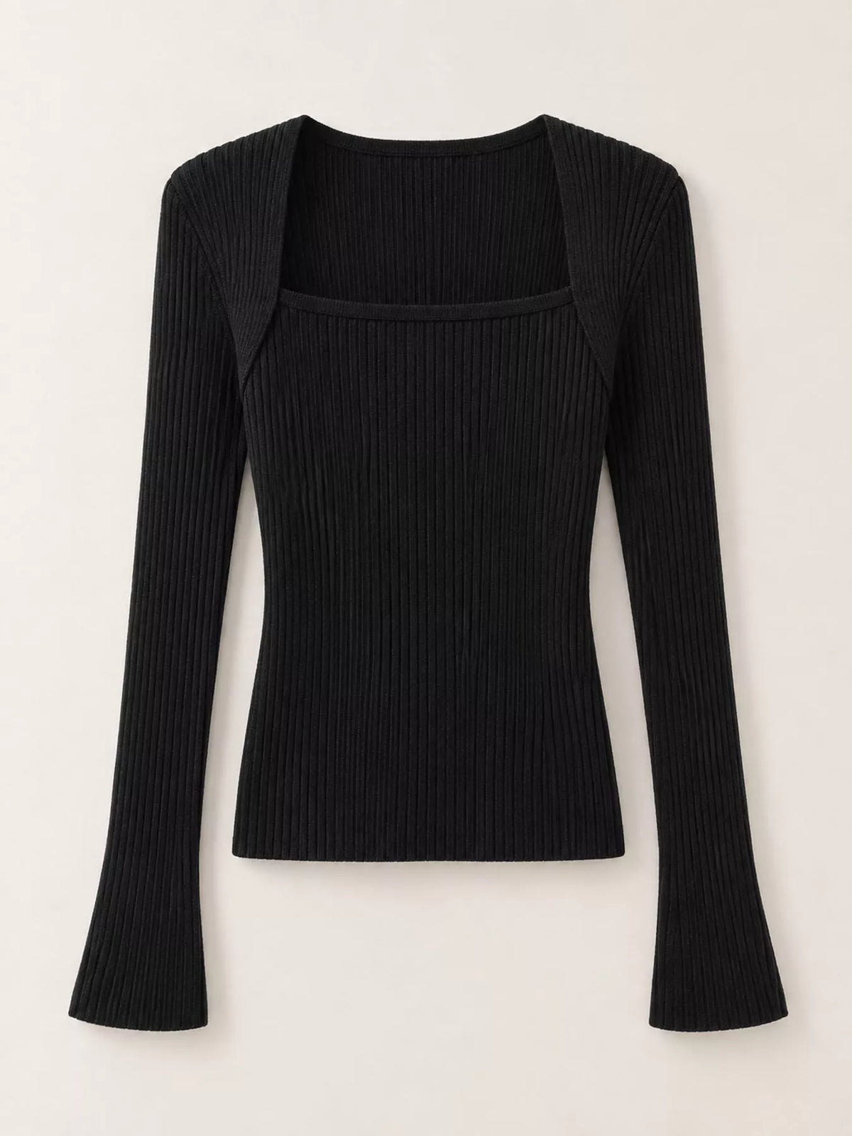 square neck ribbed knit slim-fit top | dropsona - neutral - packaging
