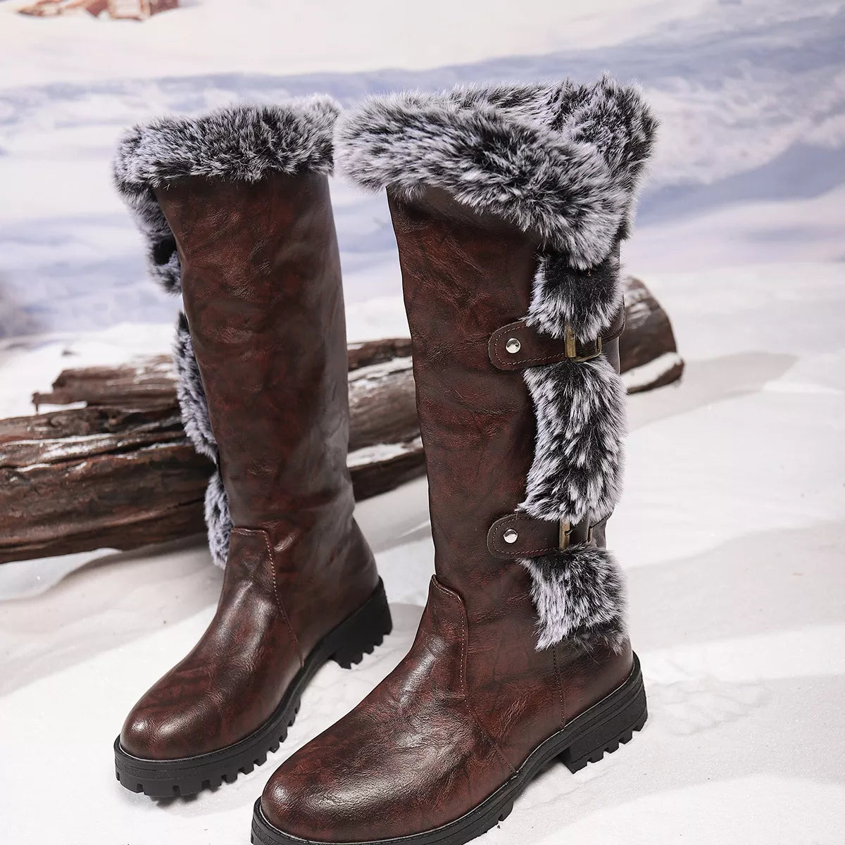 round toe block heel boots – dear monkey | dropsona - neutral - material texture