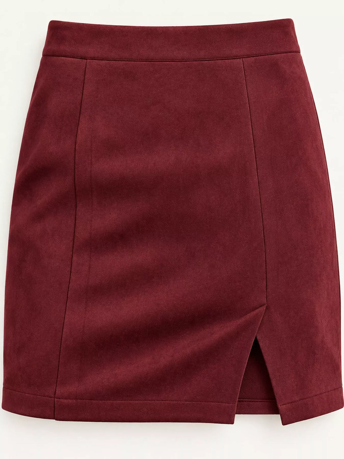 high-waisted slit skirt – zipper, slit, seam detail | dropsona - neutral - material texture