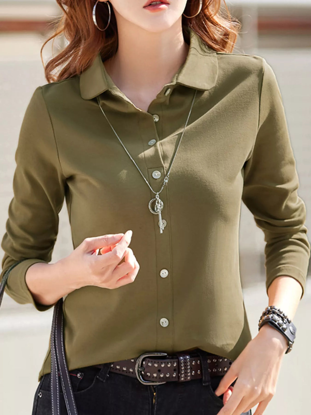 full size button-down long sleeve shirt plus | dropsona - neutral - size reference