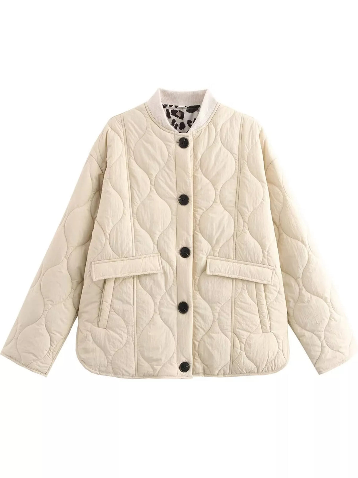 quilted button up jacket | dropsona polyester ≥95% - neutral - size reference