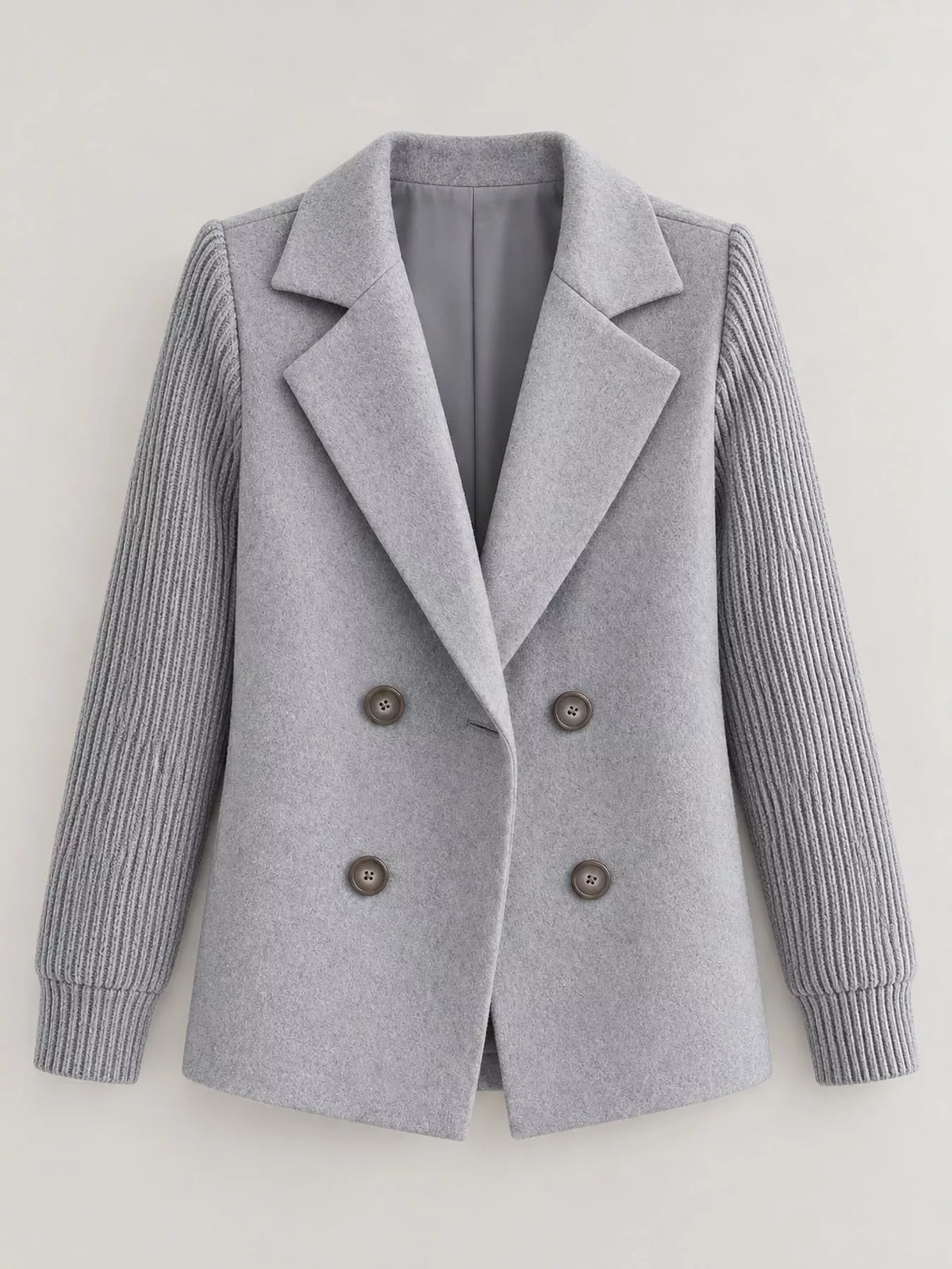 full size double-breasted lapel collar blazer plus | dropsona - neutral - material texture