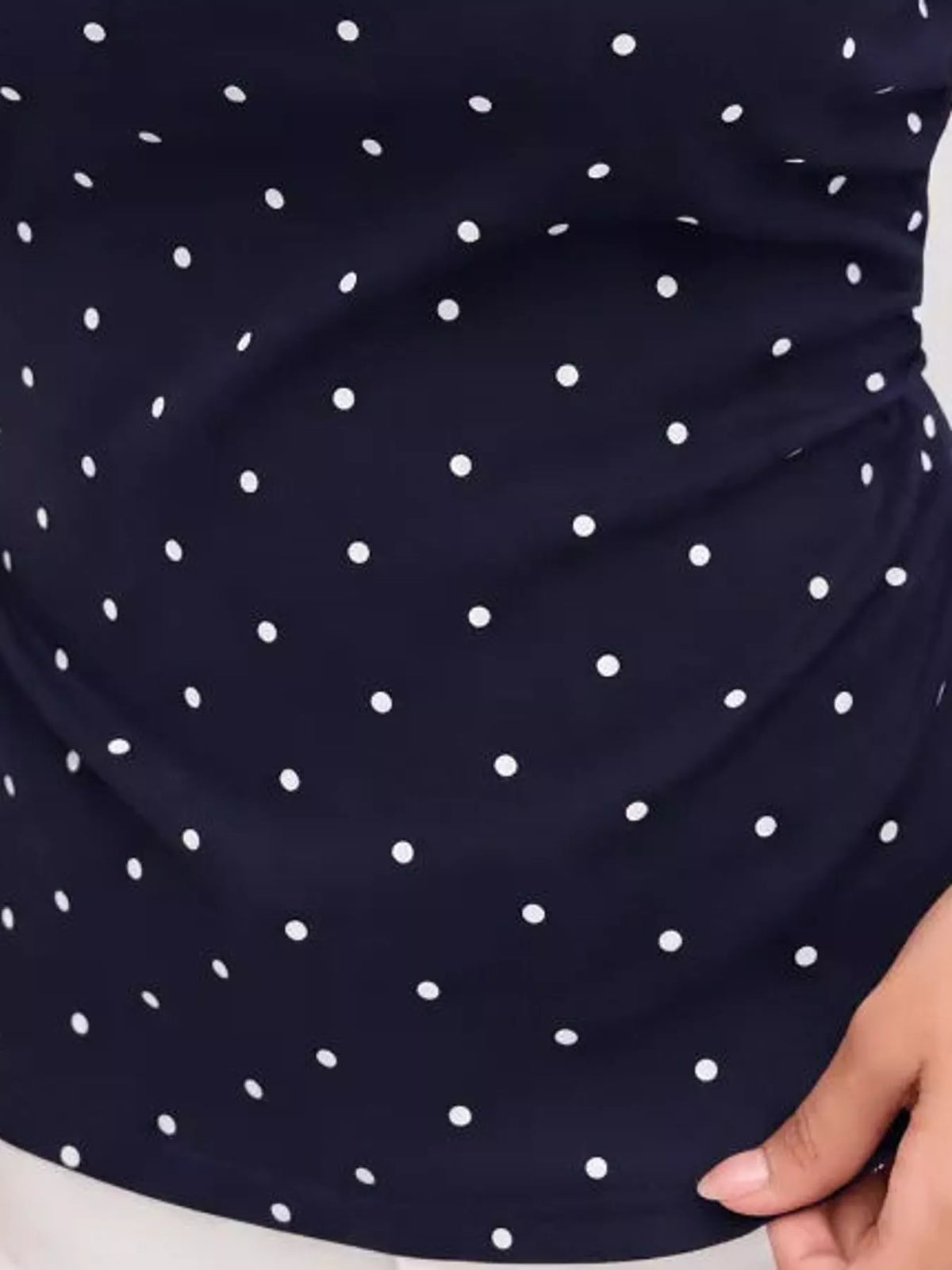 polka dot print sleeveless tank top with tie back | dropsona - neutral - front view