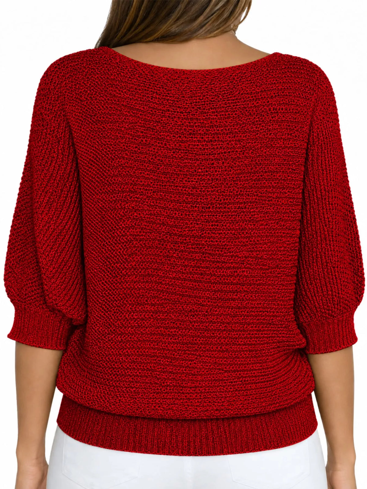 full size boat neck 3/4 sleeve sweater plus | dropsona - neutral - packaging