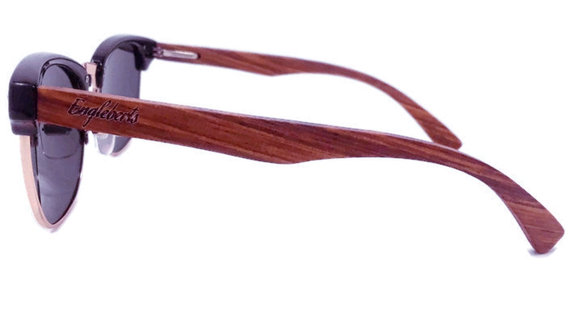 real walnut wood club style sunglasses with bamboo cas | dropsona - neutral - front view
