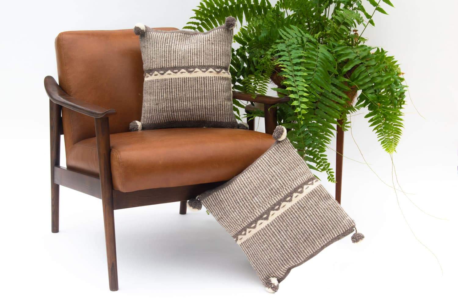 beige wool pillow cover with mountains. pil | dropsona - neutral - material texture