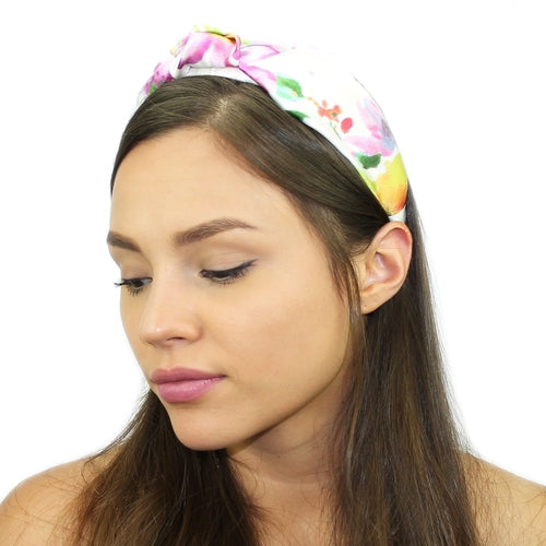 floral silk top knot headband – product details shippi | dropsona - neutral - front view