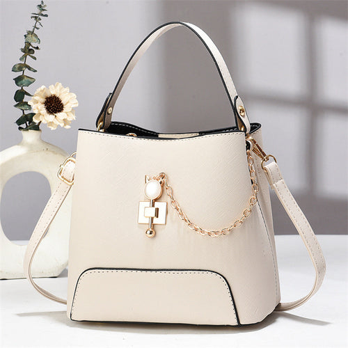 classy bucket bag - women pu leather shoulder ba | dropsona - neutral - usage example