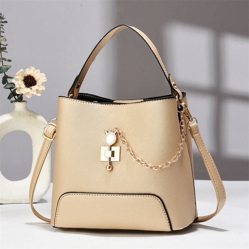 classy bucket bag - women pu leather shoulder ba | dropsona - neutral - usage example