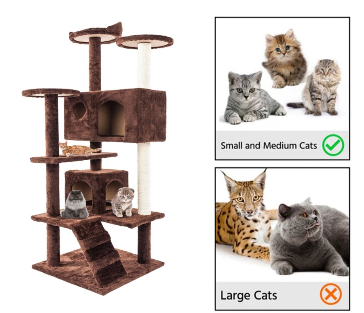 cat climbing sisal rope tower – - large soft and cozy | dropsona - neutral - size reference