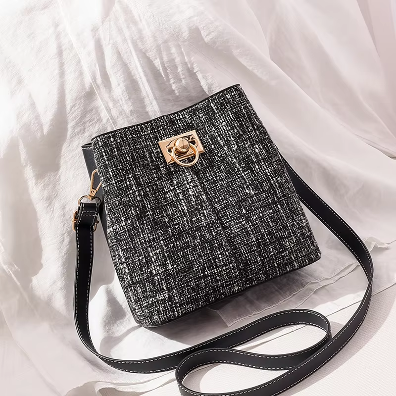 new fashion texture bucket bag - foreign gas large cap | dropsona - neutral - front view