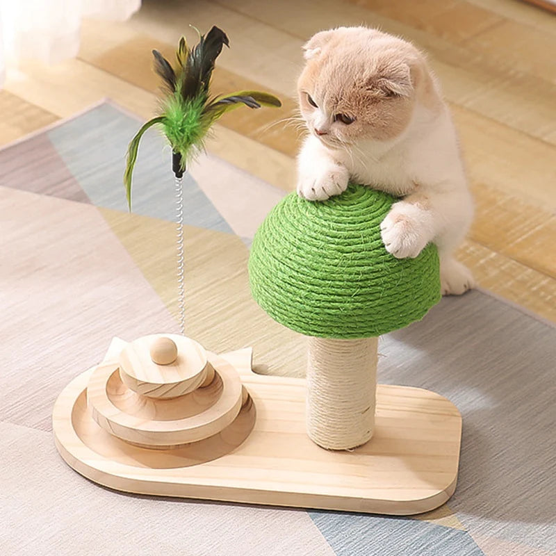 pet tree scratching post with toy – - scratch post, fe | dropsona - neutral - everyday use